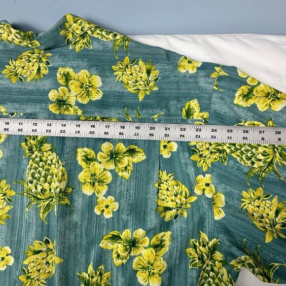 TOMMY BAHAMA Men's Sz 2XL Shirt Pineapple‎ Blue CAMP HAWAIIAN SILK Yellow Floral - Picture 7 of 7